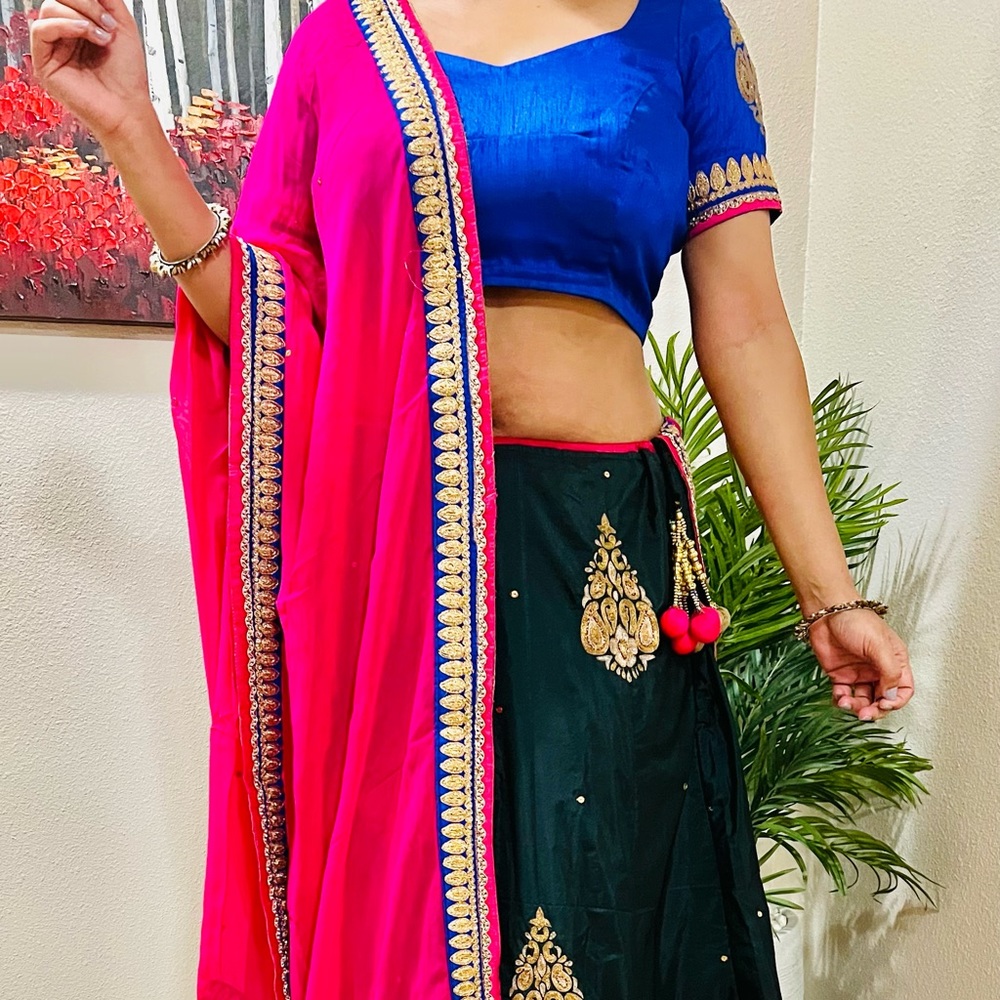 Lehenga chaniya choli with skirt top and dupatta, fits size 34-40